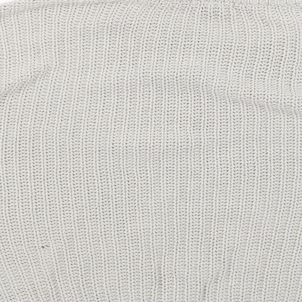 H&M Womens Grey Round Neck  Cotton Pullover Jumper Size M