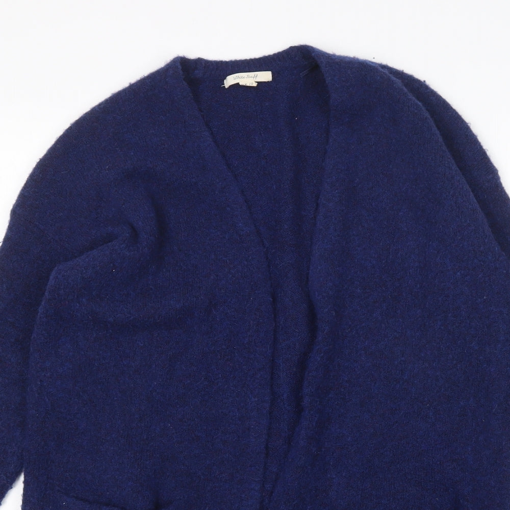 White Stuff Womens Blue V-Neck  Acrylic Cardigan Jumper Size 10