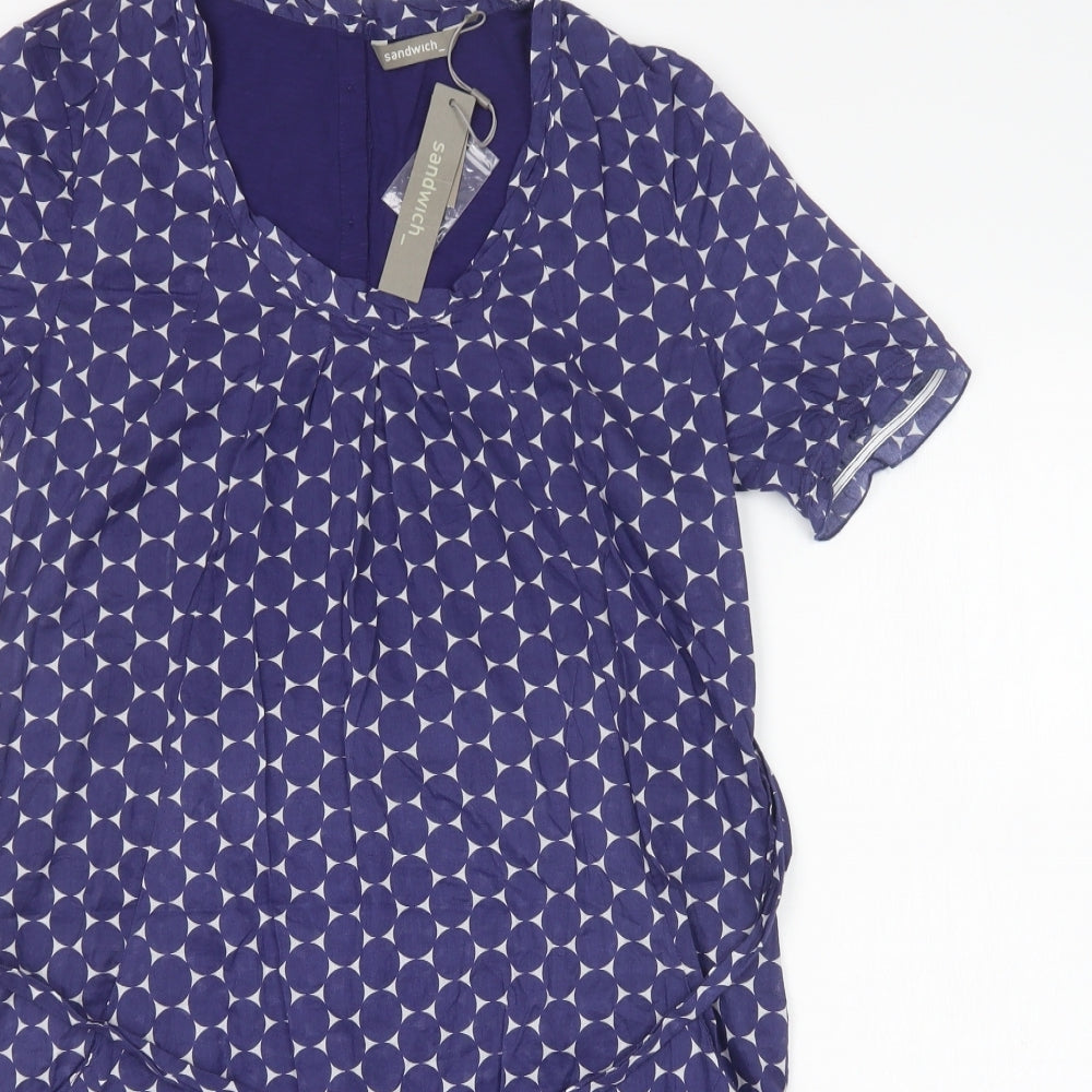 Sandwich Womens Multicoloured Polka Dot Cotton A-Line  Size 8  Round Neck