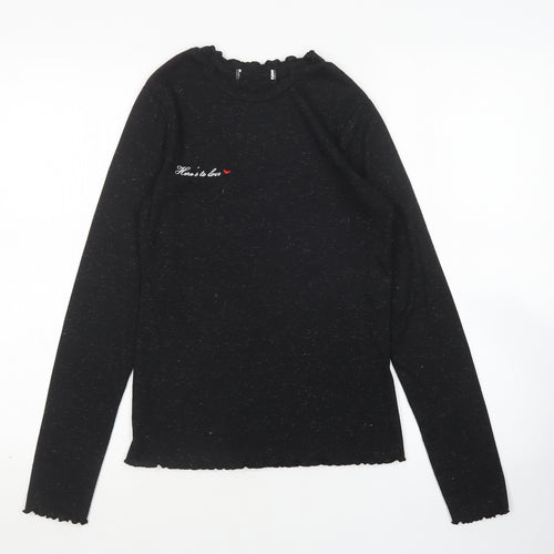 Primark Womens Black  Polyester Basic T-Shirt Size S Round Neck