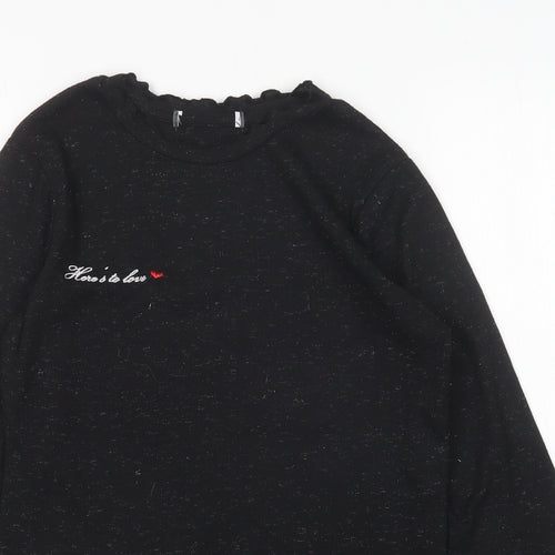 Primark Womens Black  Polyester Basic T-Shirt Size S Round Neck