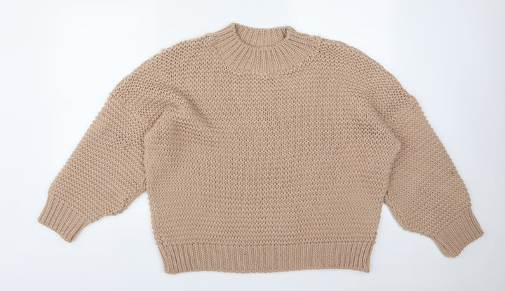 Missguided Womens Brown Mock Neck Acrylic Pullover Jumper Size S
