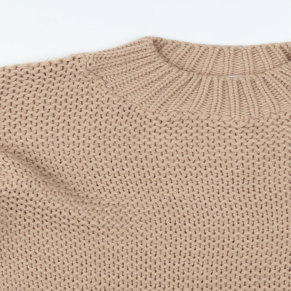 Missguided Womens Brown Mock Neck  Acrylic Pullover Jumper Size S