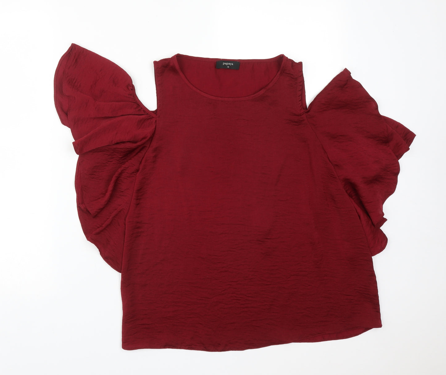 Papaya Womens Red  Polyester Basic T-Shirt Size 12 Round Neck
