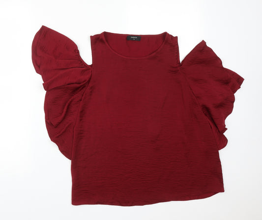 Front view of Papaya women’s red polyester basic t-shirt, size UK 12, round neck
