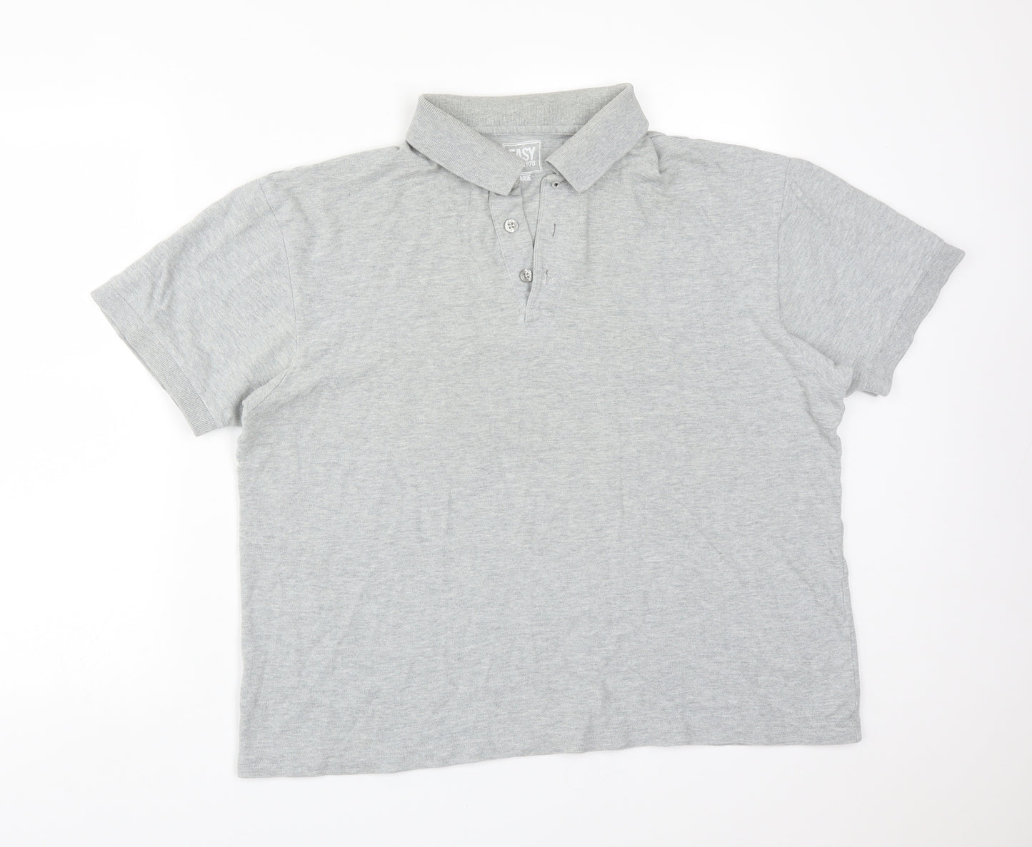 Easy Mens Grey  Cotton  Polo Size L Collared