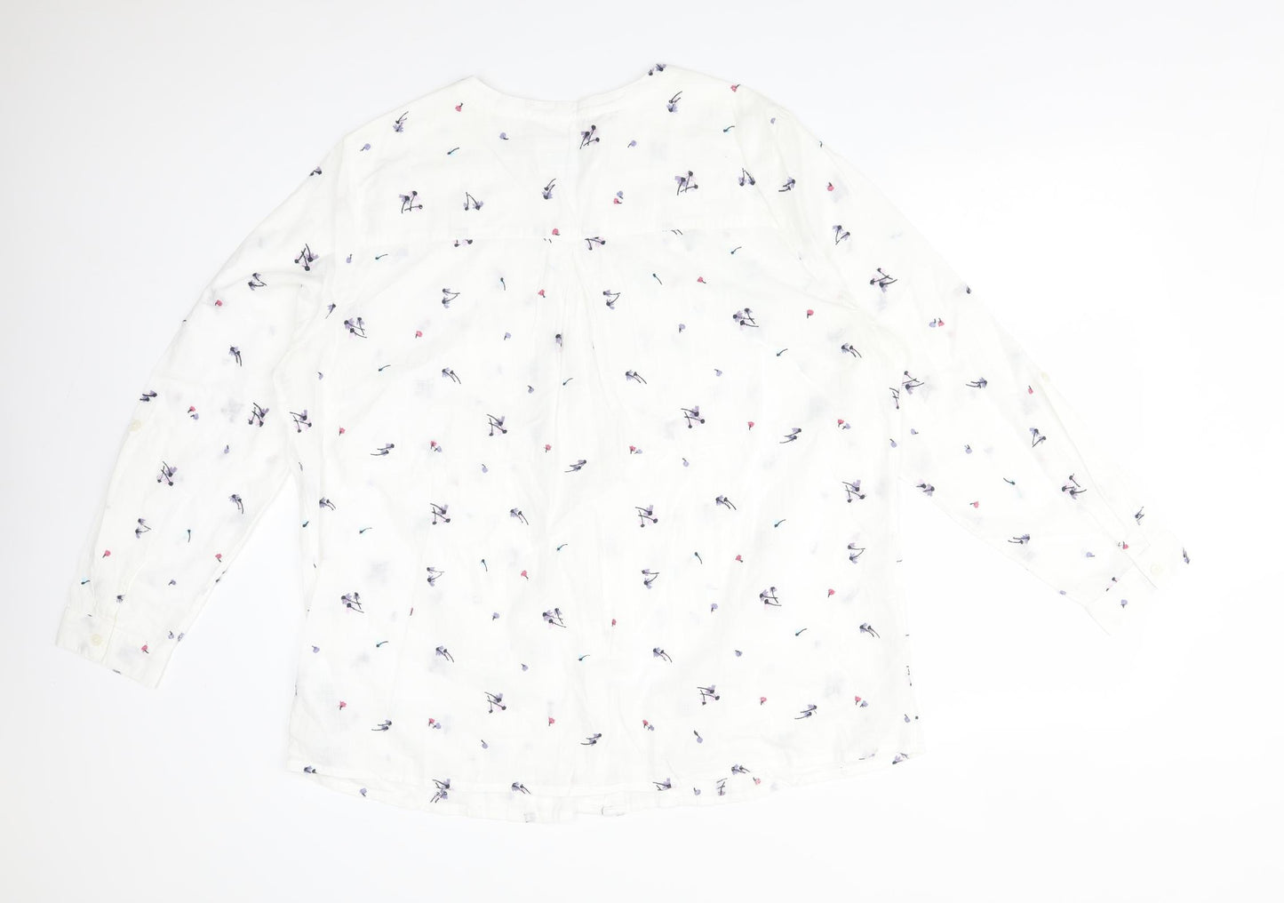 Maine Womens White Floral Cotton Basic Button-Up Size 20 V-Neck