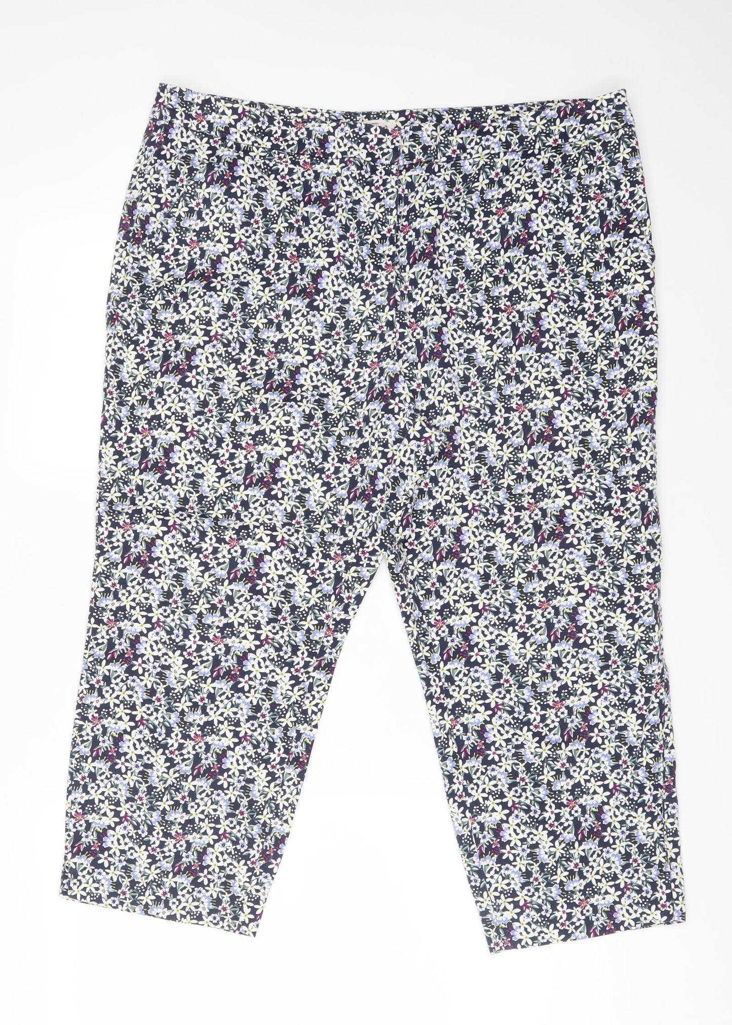 TU Womens Multicoloured Floral Cotton Chino Trousers Size 18 L21 in Regular