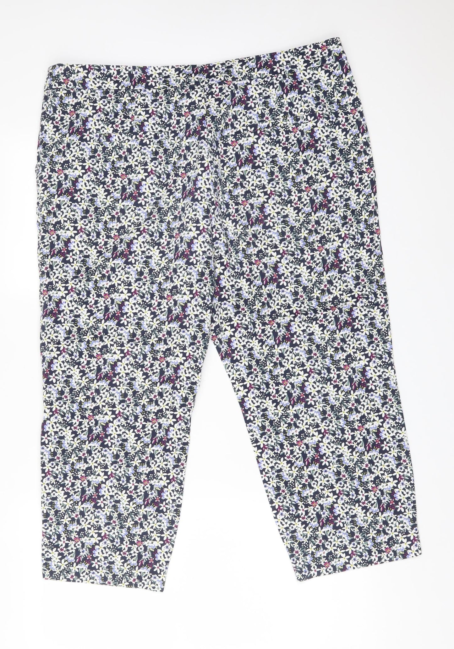 TU Womens Multicoloured Floral Cotton Chino Trousers Size 18 L21 in Regular