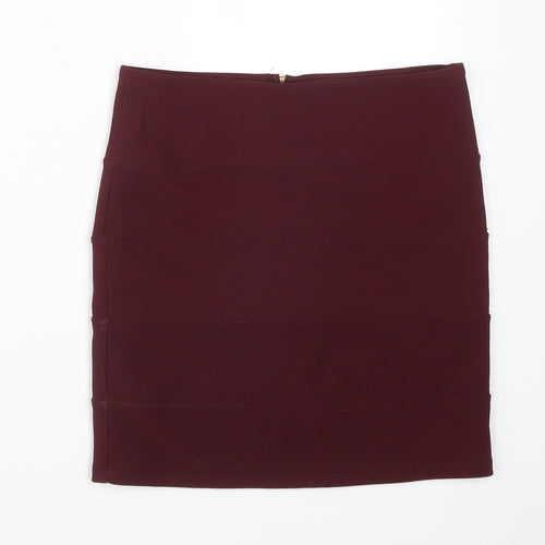 Topshop Womens Red  Polyester Straight & Pencil Skirt Size 10