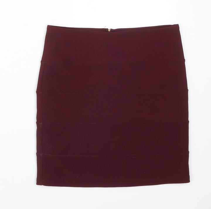 Topshop Womens Red  Polyester Straight & Pencil Skirt Size 10