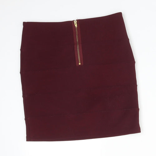 Topshop Womens Red  Polyester Straight & Pencil Skirt Size 10