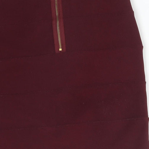 Topshop Womens Red  Polyester Straight & Pencil Skirt Size 10