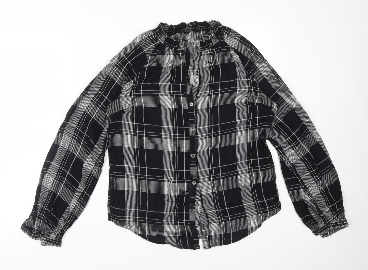 NEXT Womens Multicoloured Plaid Cotton Basic Button-Up Size 10 Round Neck