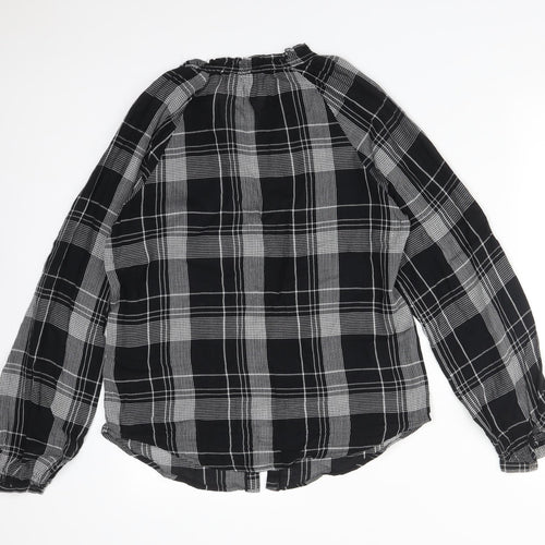 NEXT Womens Multicoloured Plaid Cotton Basic Button-Up Size 10 Round Neck