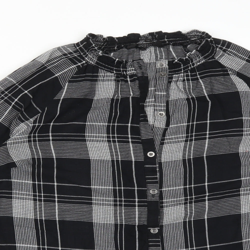 NEXT Womens Multicoloured Plaid Cotton Basic Button-Up Size 10 Round Neck