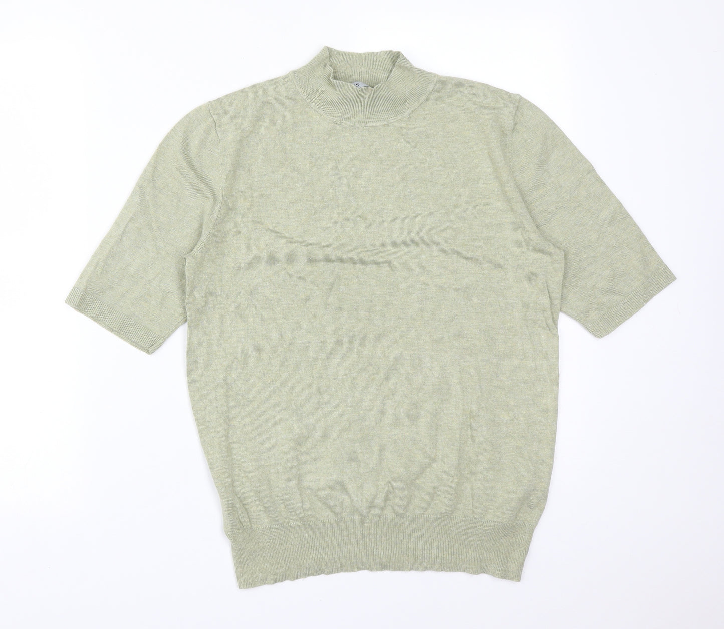 Oasis Womens Green  Viscose Basic T-Shirt Size M Mock Neck