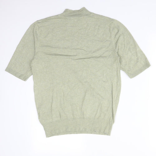 Oasis Womens Green  Viscose Basic T-Shirt Size M Mock Neck