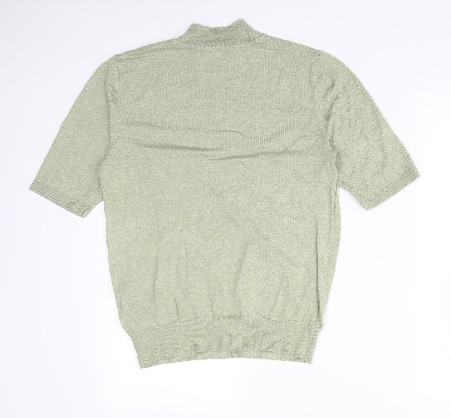 Oasis Womens Green  Viscose Basic T-Shirt Size M Mock Neck