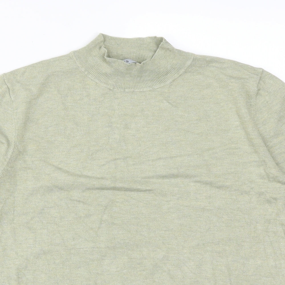 Oasis Womens Green  Viscose Basic T-Shirt Size M Mock Neck