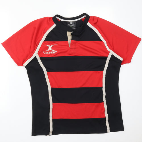 Gilbert Mens Multicoloured Striped Polyester  T-Shirt Size L Round Neck