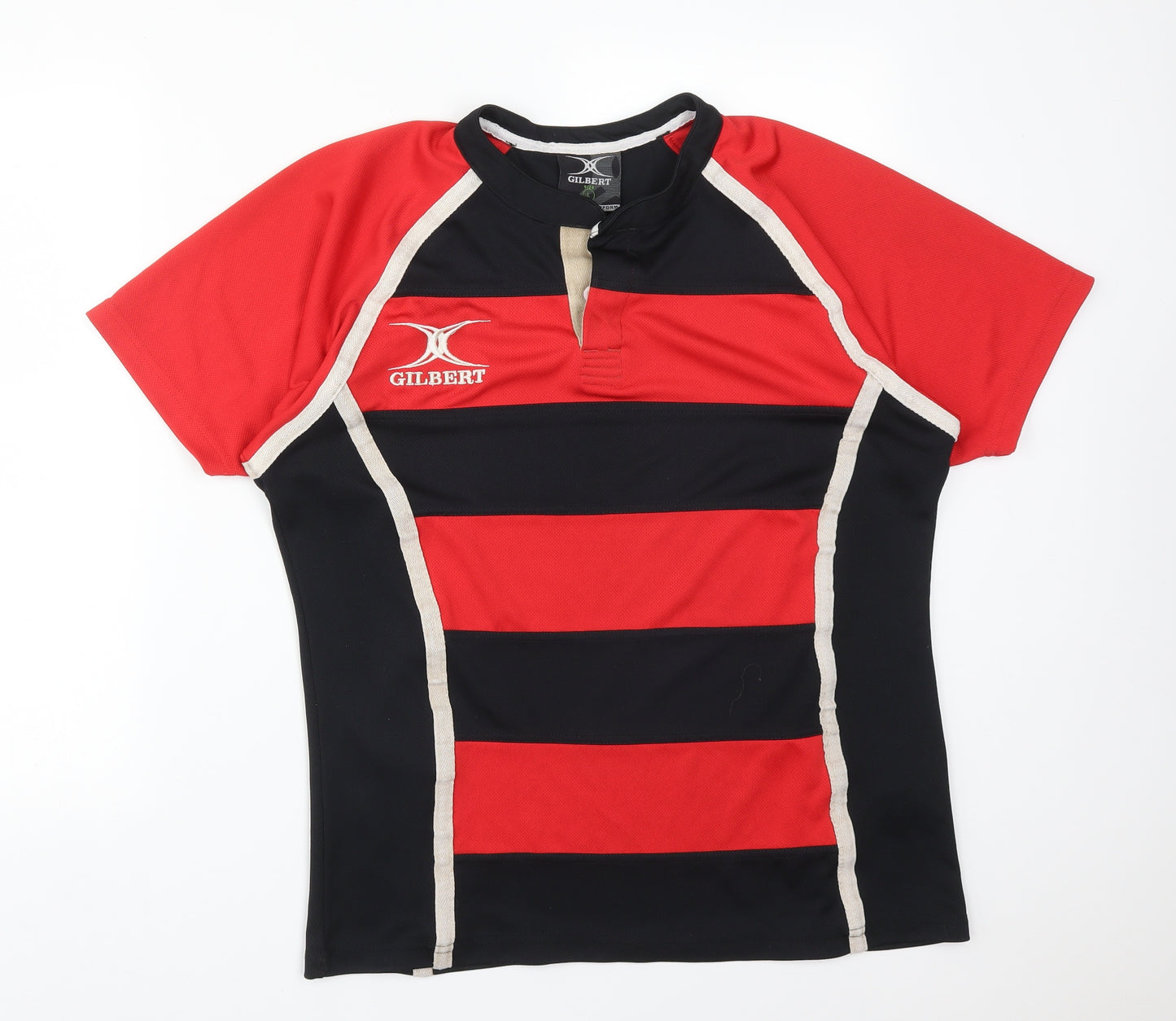 Gilbert Mens Multicoloured Striped Polyester  T-Shirt Size L Round Neck