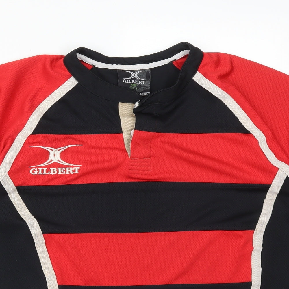 Gilbert Mens Multicoloured Striped Polyester  T-Shirt Size L Round Neck