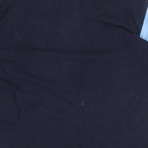 ONE BY ONE  Mens Blue Colourblock Cotton  Polo Size M Collared