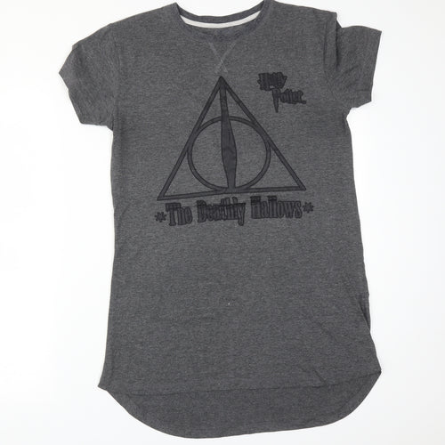 Primark Womens Grey Solid Polyester  Pyjama Top Size S   - The Deathly Hallows
