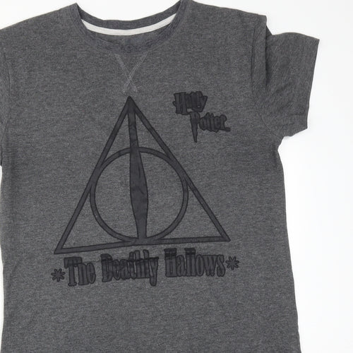 Primark Womens Grey Solid Polyester  Pyjama Top Size S   - The Deathly Hallows