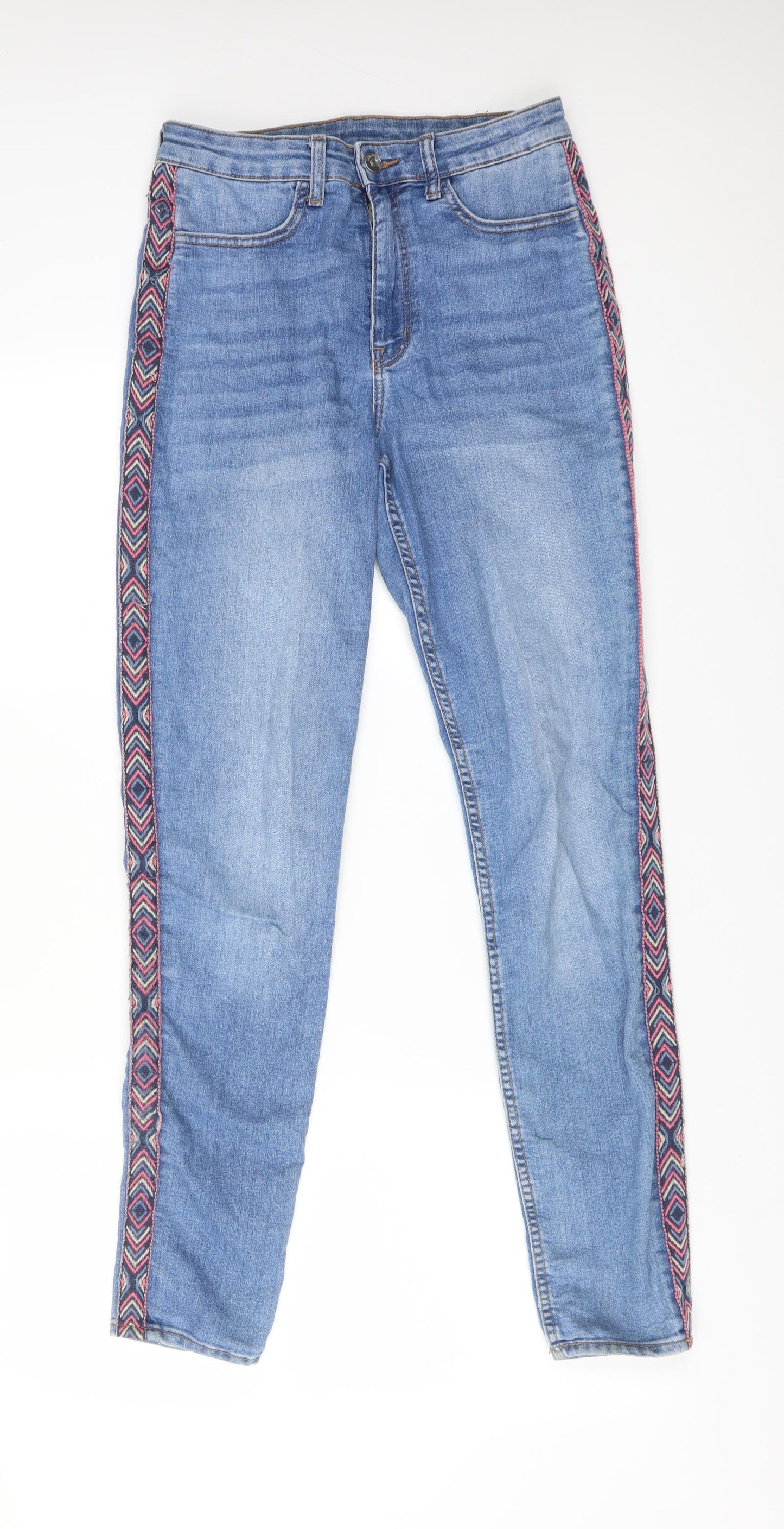 H&M Womens Blue  Cotton Skinny Jeans Size 10 L30 in Regular