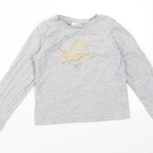 Primark Girls Grey  Cotton Basic T-Shirt Size 5-6 Years Round Neck  - COLLECT BEAUTIFUL MOMENTS