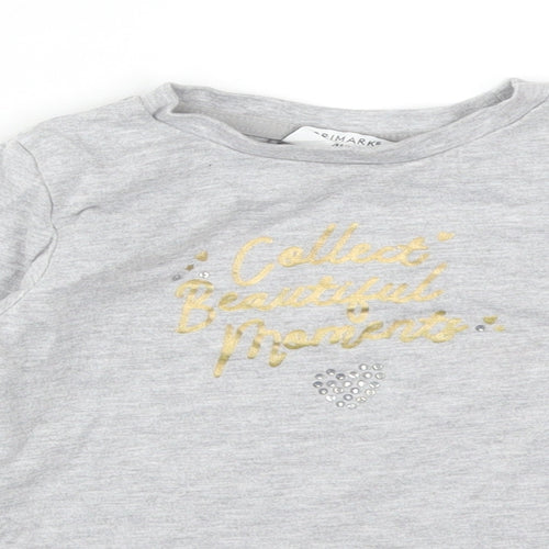 Primark Girls Grey  Cotton Basic T-Shirt Size 5-6 Years Round Neck  - COLLECT BEAUTIFUL MOMENTS