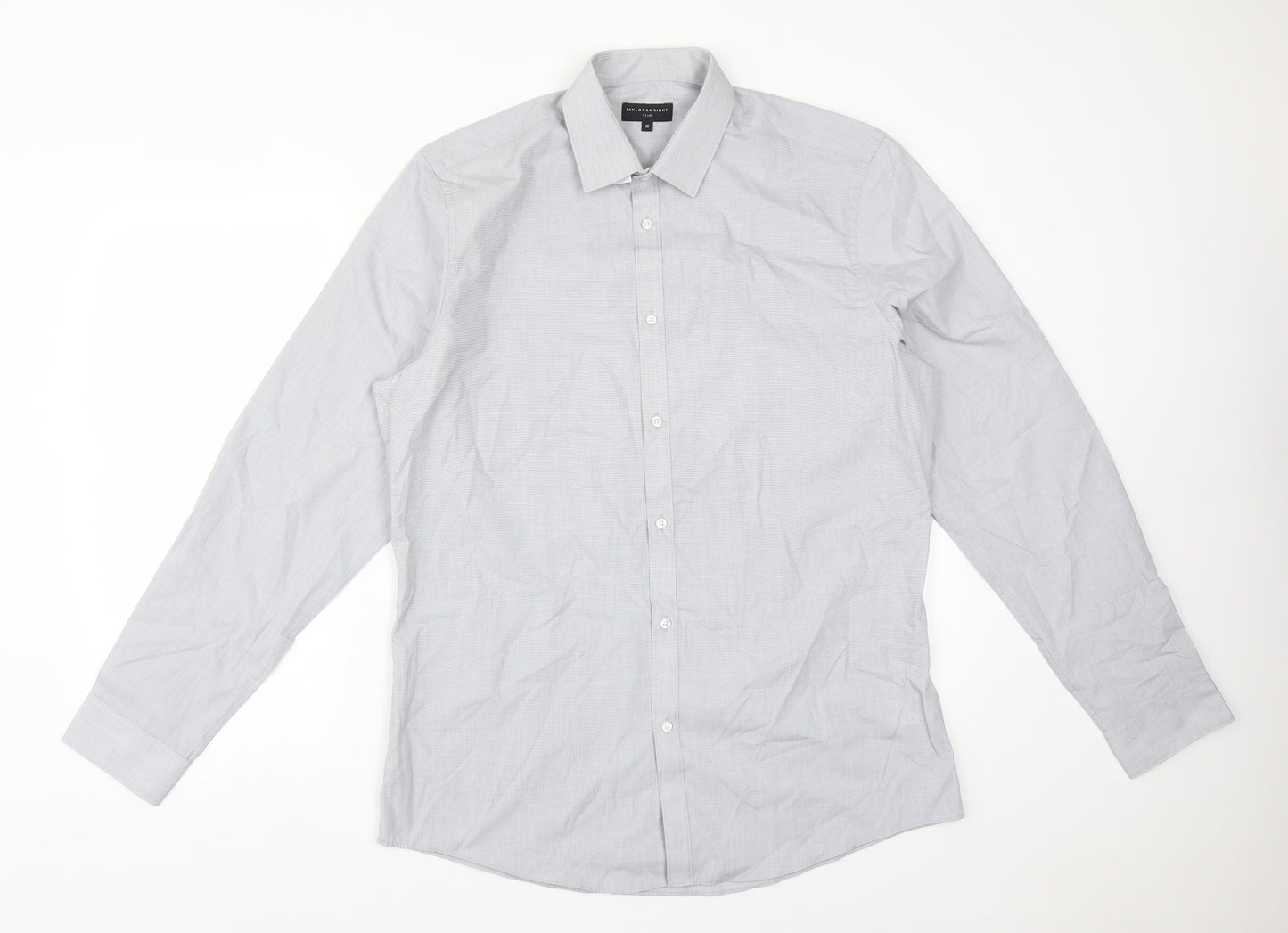 TAYLOR&WRIGHT Mens Grey  Polyester  Dress Shirt Size 16 Collared