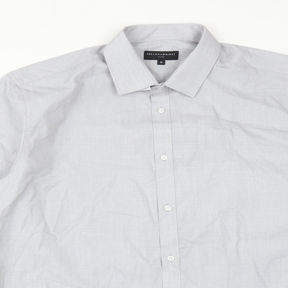 TAYLOR&WRIGHT Mens Grey  Polyester  Dress Shirt Size 16 Collared