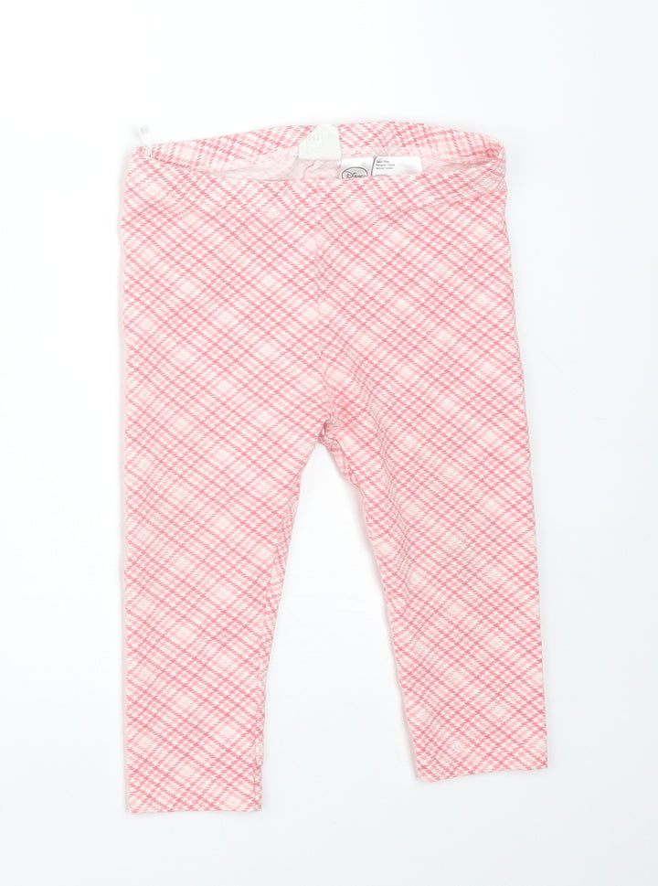 H&M Girls Pink Houndstooth Cotton Leggings Size 18 Months - DISNEY