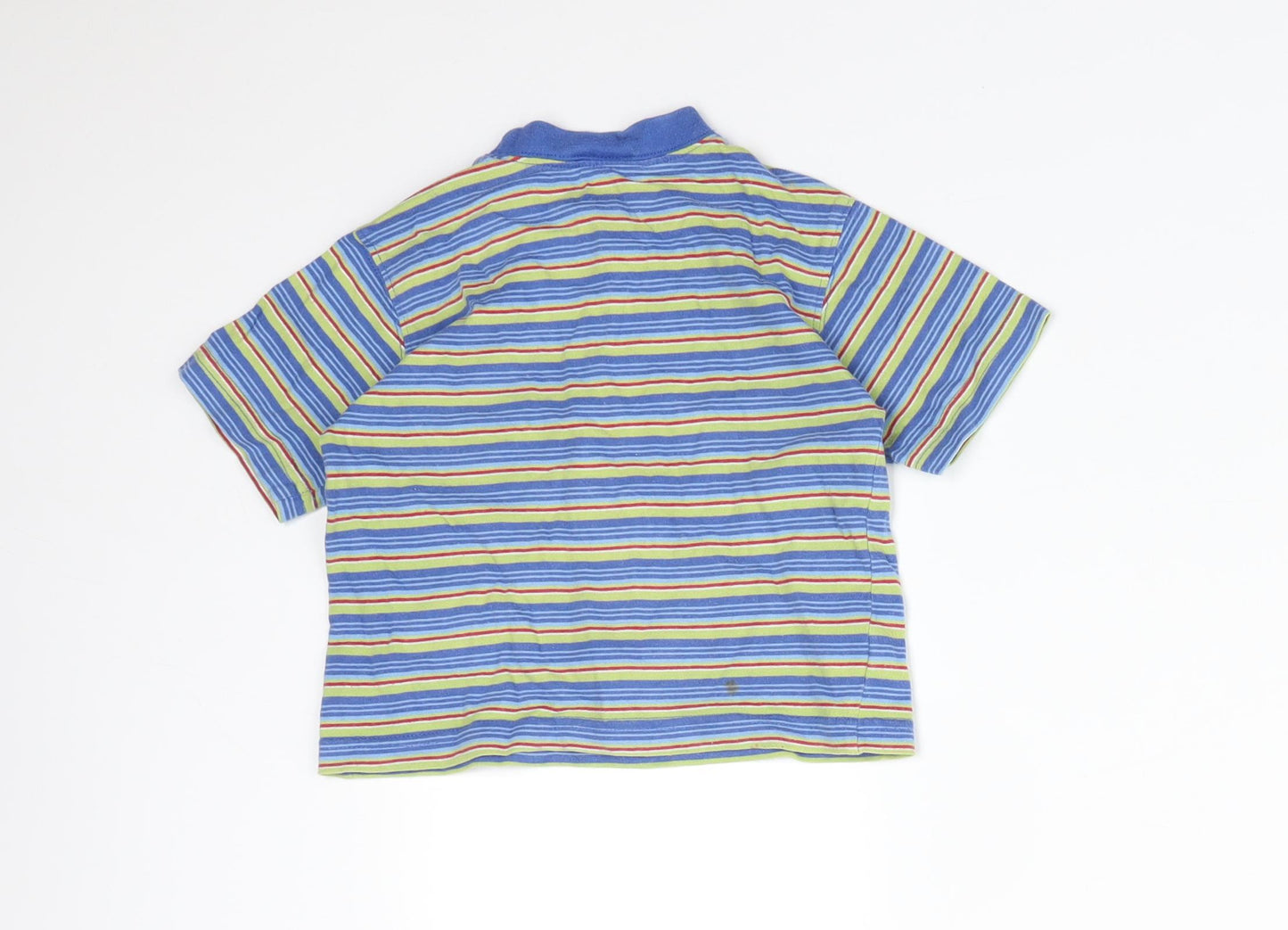 Preworn Boys Multicoloured Striped Cotton Basic T-Shirt Size 18-24 Months Round Neck
