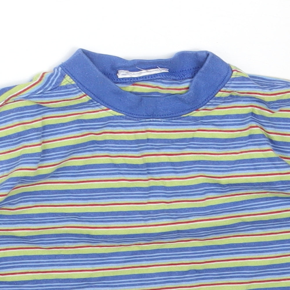 Preworn Boys Multicoloured Striped Cotton Basic T-Shirt Size 18-24 Months Round Neck