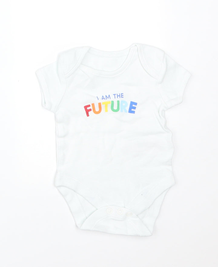 Primark Baby White Cotton Babygrow One-Piece Size 0-3 Months - I AM THE FUTURE