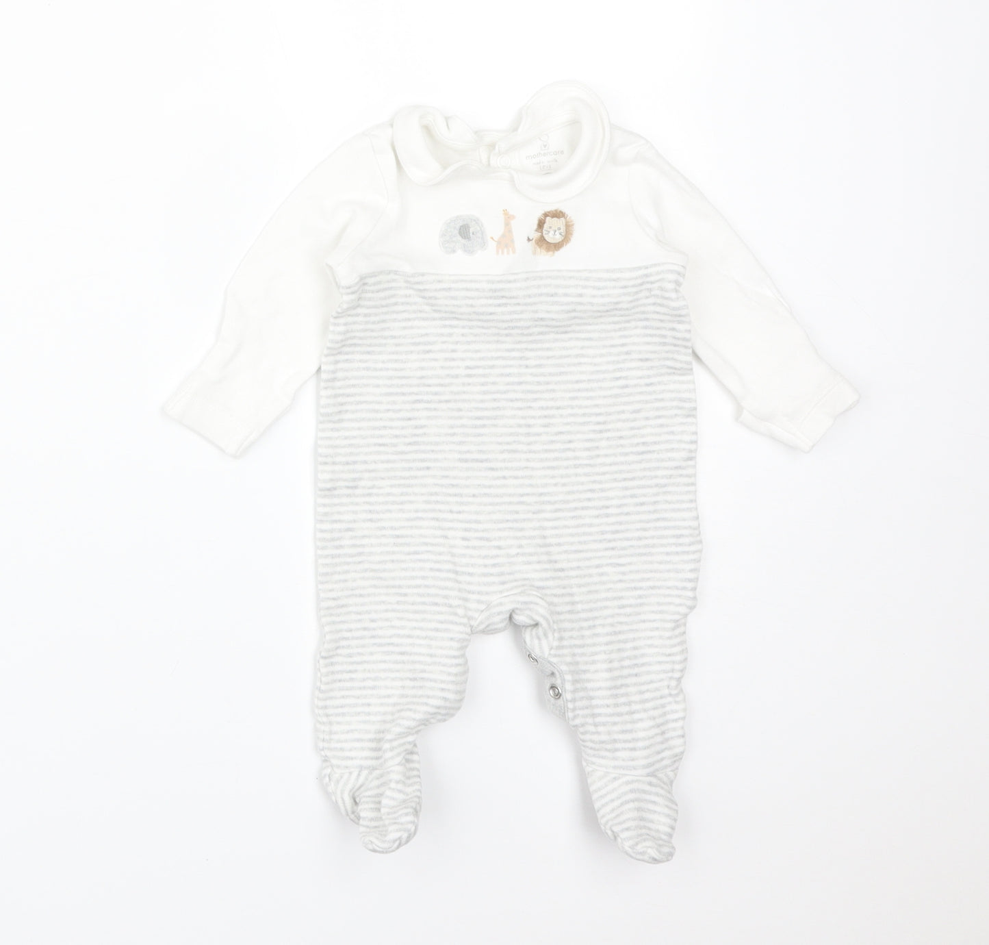 Mothercare Baby Multicoloured Striped Cotton Babygrow One-Piece Size Newborn   - ELEPHANT GIRAFFE LION