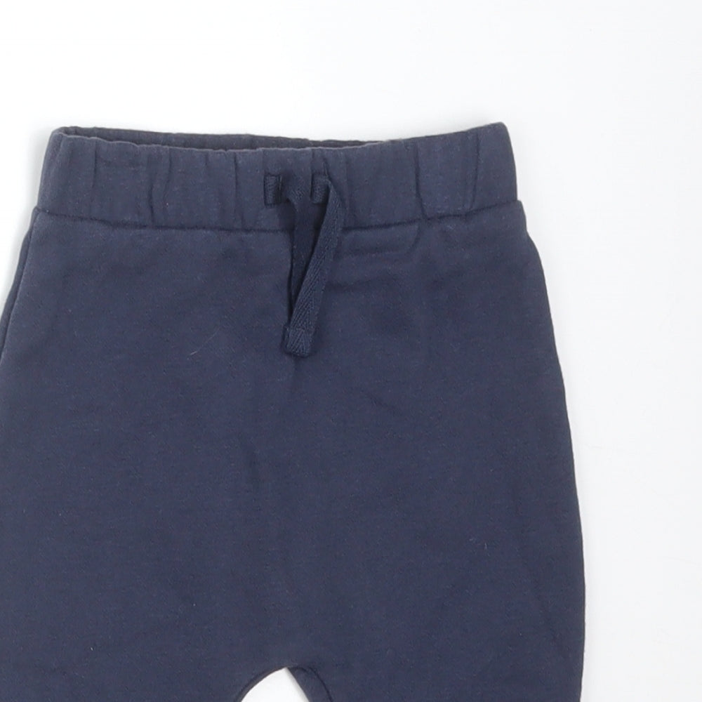 George Boys Blue  Cotton Jogger Trousers Size 3-6 Months