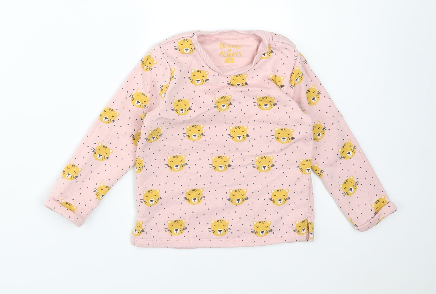 F&F Girls Pink Spotted Cotton Pullover Sweatshirt Size 3-4 Years   - CHEETAH