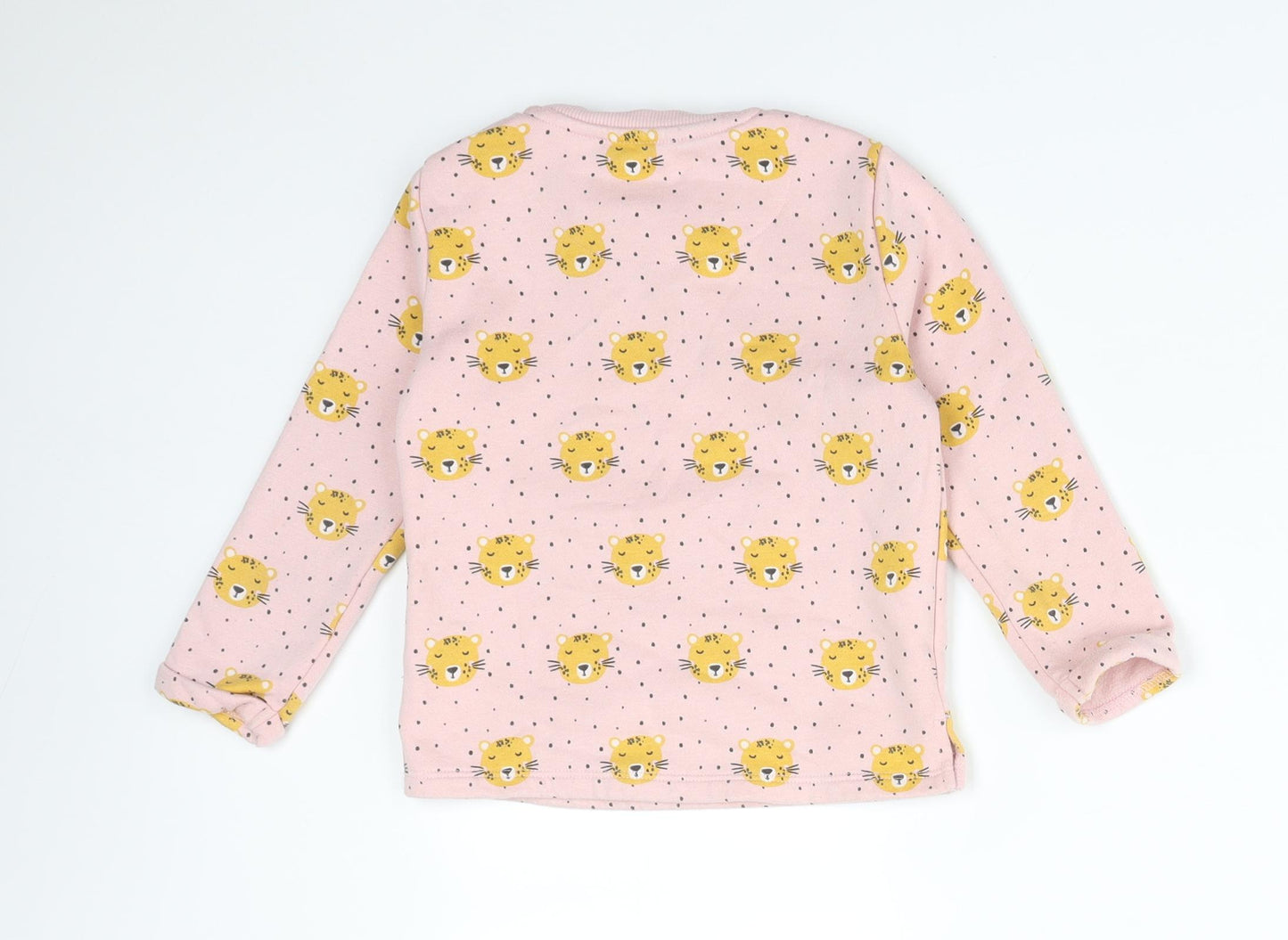 F&F Girls Pink Spotted Cotton Pullover Sweatshirt Size 3-4 Years   - CHEETAH