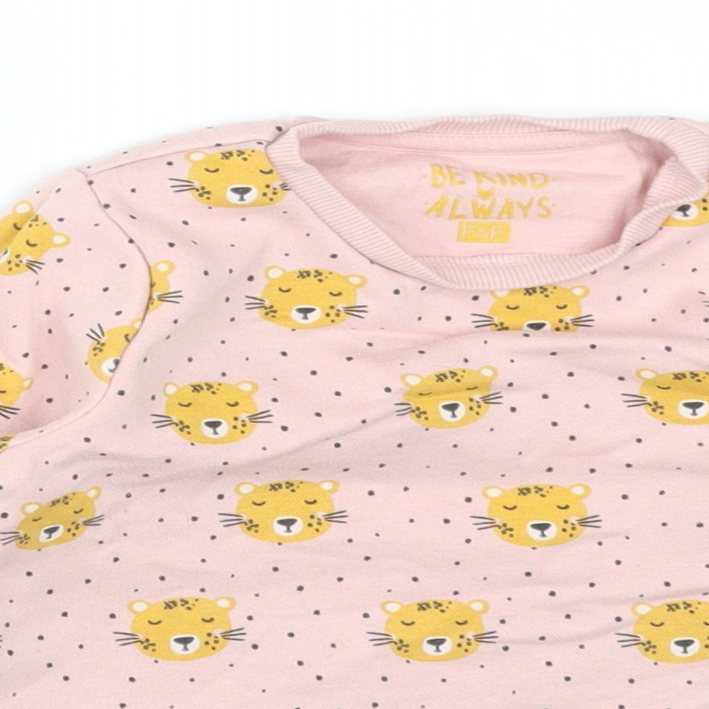 F&F Girls Pink Spotted Cotton Pullover Sweatshirt Size 3-4 Years   - CHEETAH