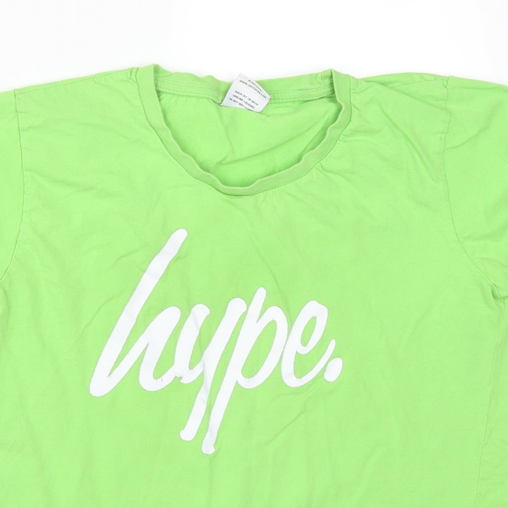Hype Boys Green  Cotton Basic T-Shirt Size 15 Years Round Neck  - HYPE.