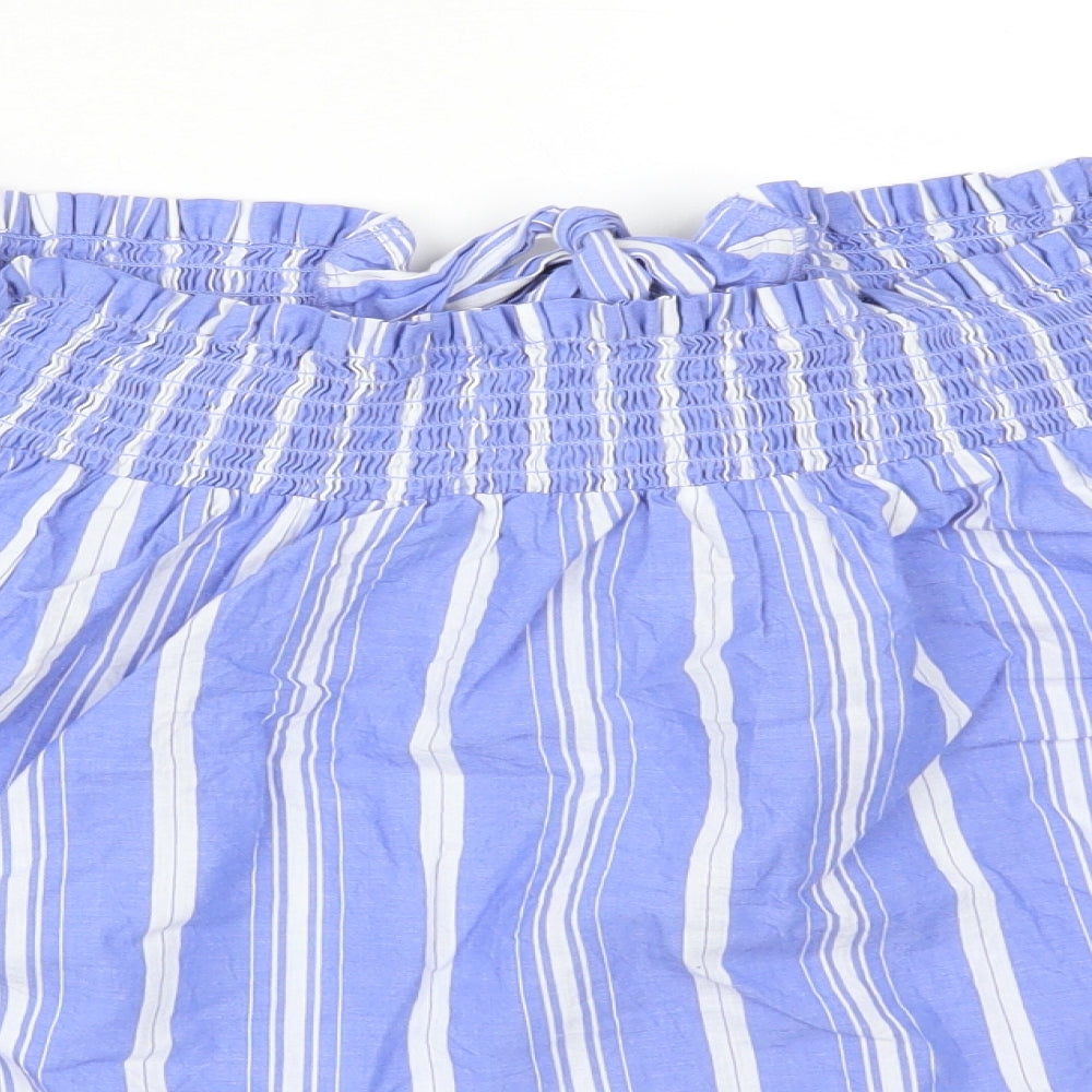 Primark Womens Multicoloured Striped Cotton Basic T-Shirt Size 8 Off the Shoulder