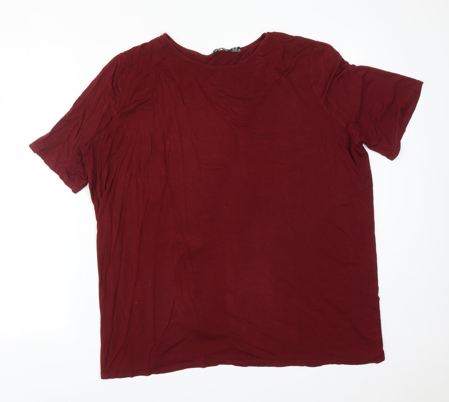 Boohoo Womens Red  Viscose Basic T-Shirt Size 20 Round Neck