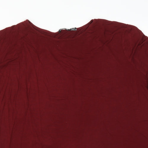 Boohoo Womens Red  Viscose Basic T-Shirt Size 20 Round Neck