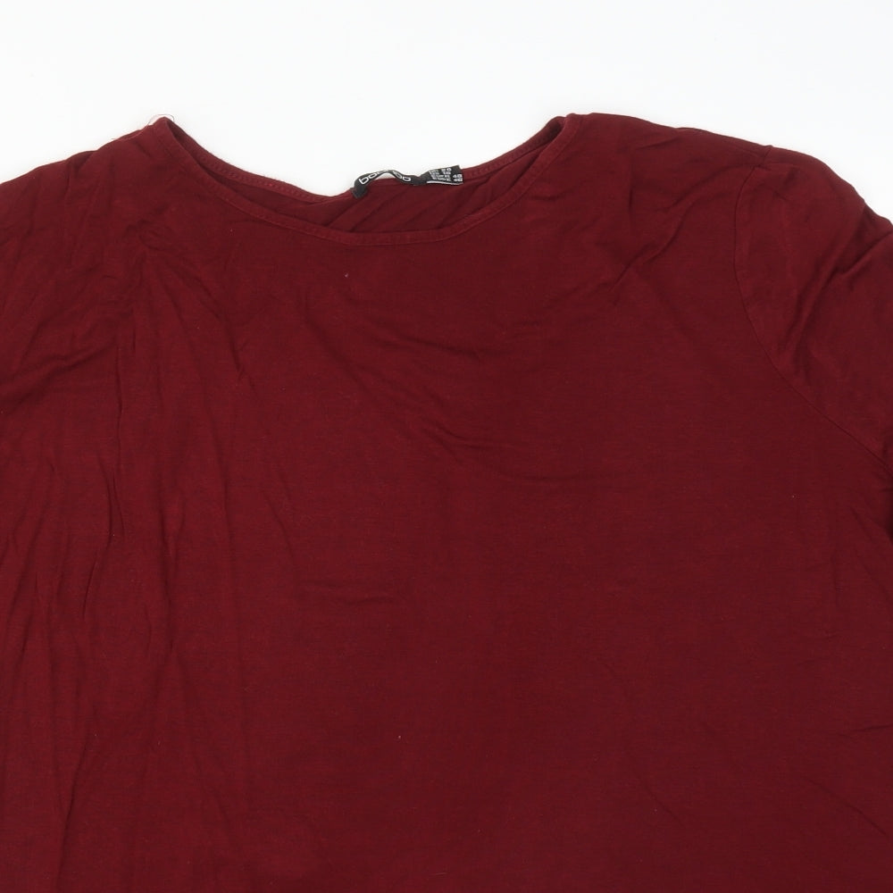 Boohoo Womens Red  Viscose Basic T-Shirt Size 20 Round Neck