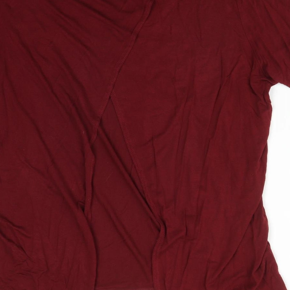Boohoo Womens Red  Viscose Basic T-Shirt Size 20 Round Neck